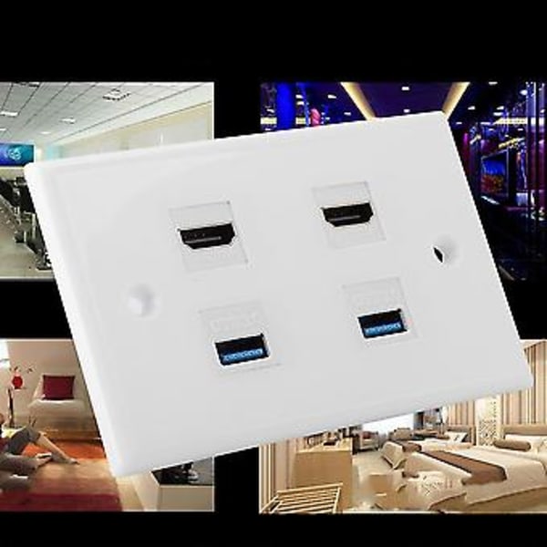 2-Portars HDMi 2 Port USB3.0 HDMI Kopplingsskydd o Video HDTV Väggplatta Panel