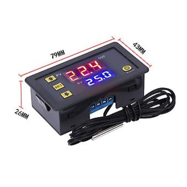 Temperaturkontrollmodul med vanntett probe Høy nøyaktighet Digitalt display Termostatbryter ‑50‑110℃ 12V