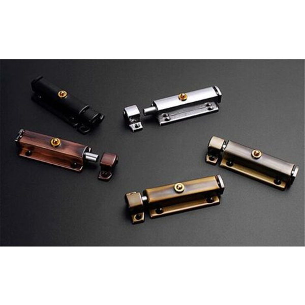 6-pakning (42 mm) sylinderbolter skyvedørbolt automatisk fjærknott rustfritt stål for baderomsdørsikkerhet med monteringsskruer - svart