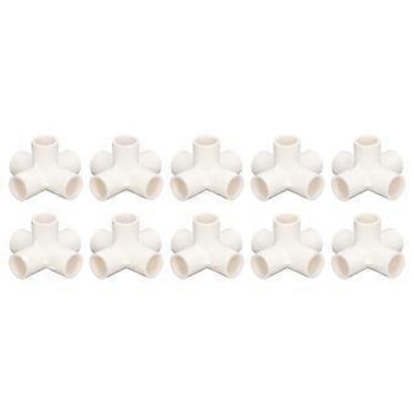 10 st 5-vägs rörkoppling 25 mm PVC-böjrörbeslag för möbler växthus tält vit