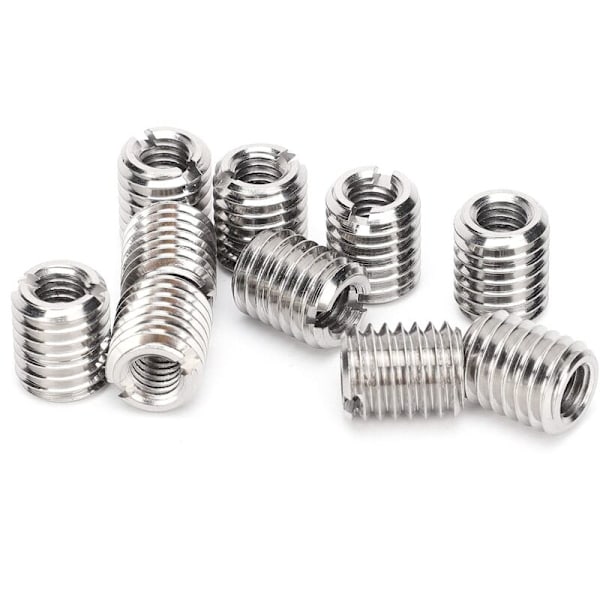 ,10 st insatsmutter, M6/M10 gänginsats, insatsmutter, 303 rostfritt stål (inner M6x1.0 yttre M10x1.5 glöd 12mm)