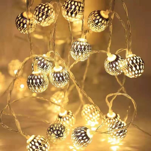 Marokkansk lampe, LED-lysgirlander, juledekorasjon, innvendig lysgirlander, 3 meter 20 LED varm hvit orientalsk dekorasjon