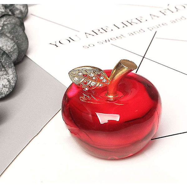 Jul Kristall Röd Äpple Pappersvikt Glas Hantverk Heminredning Bil Prydnader Figur Miniatyr Souvenir Gåvor(kristallblad)