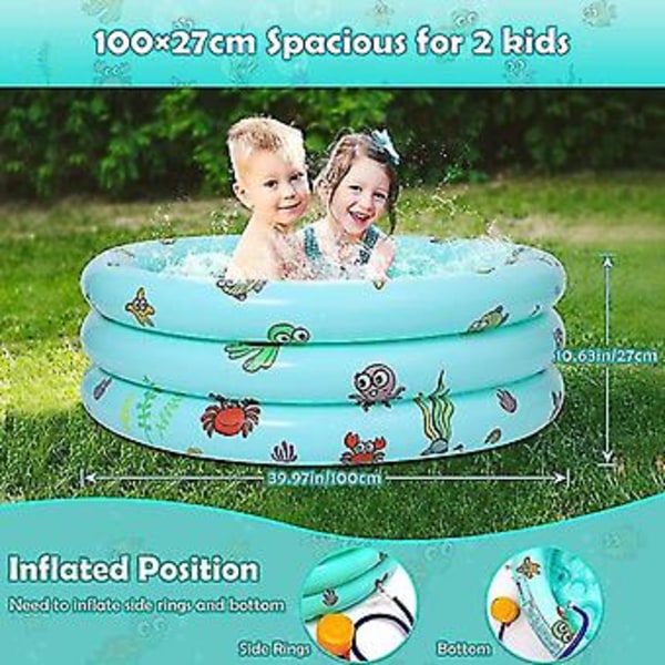 Ring Oppustelig Swimmingpool, Rund Oppustelig Børnepool Oppusteligt Badekar Børnepool Indendørs Og Udendørs 100cm 27cm