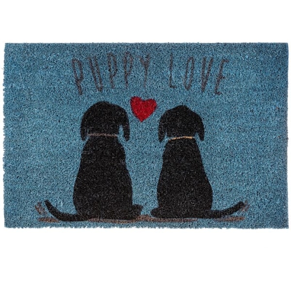 Entrance doormat in natural coconut with dog motif 60 x 40 cm