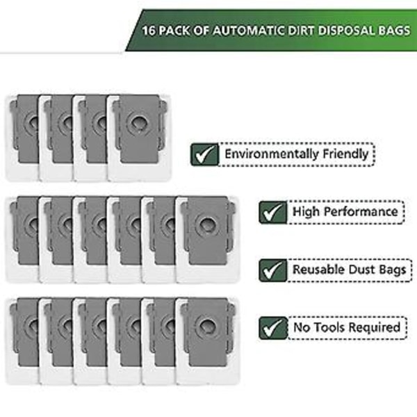16-pack dammsugarpåsar för I3+(3550) I7+(7550) S9+(9550) I6+(6550) I8+(8550) Clean Base