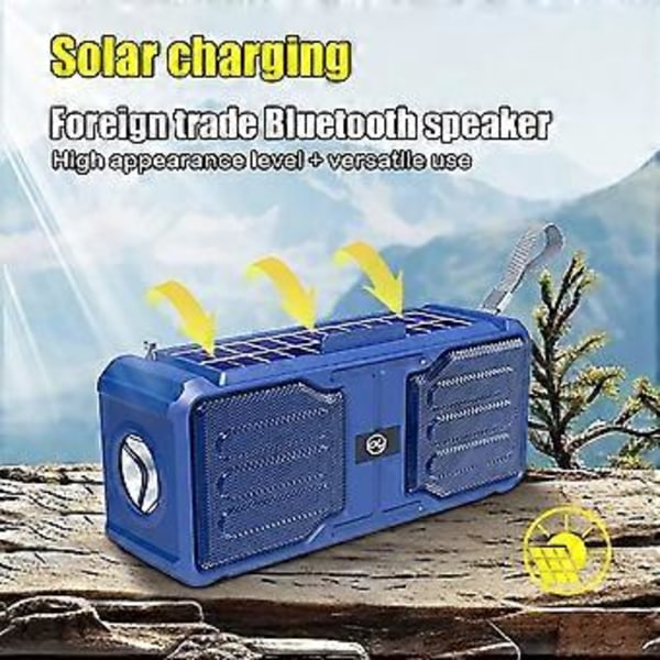 Aurinkovoimalla toimiva Bluetooth-kaiutin langaton stereokaiutin taskulampulla ulkokäyttöön subwoofer TF/FM-radio musta