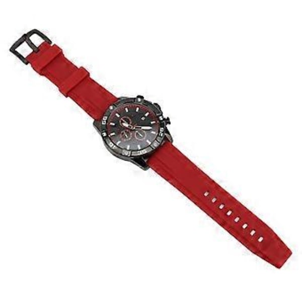Sort Rød Multifunktionel Quartz Ur: Silikonerem, Moderne Dato, Selvlysende Vandafvisende til Business Casual