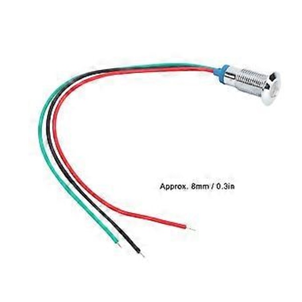 4 Set Förkopplade Runda Lysdioder 2-Färgs Vattentäta Metallampor Gemensam Katod 8mm 36V (Röd och Grön)