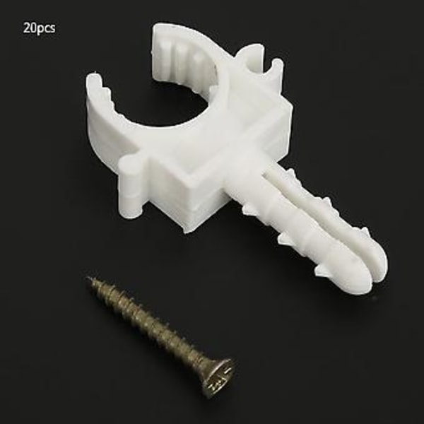 20 st U-formade Rörklämmor Vattenrör Fasta Clips Stöd Hållare med Skruv (25mm)