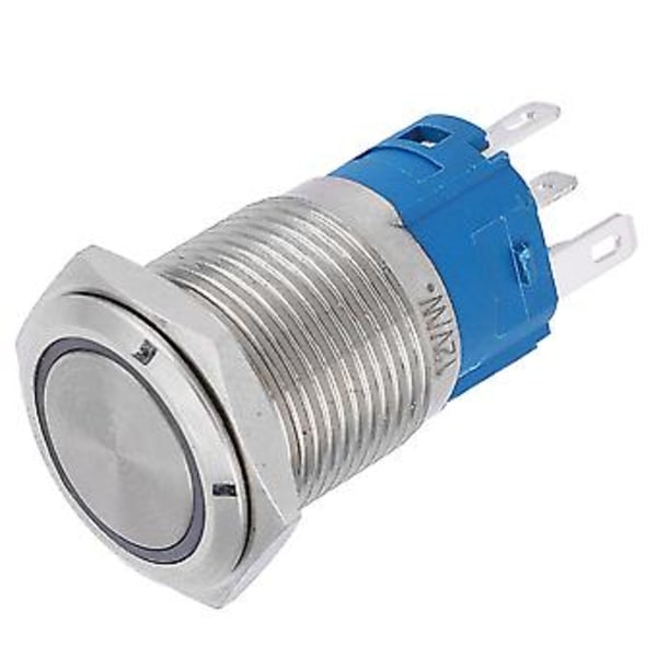 16mm LED-lampa Självåterställande 1NO 1NC Metall Tryckknapp Strömbrytare för Bilmodifiering (Vitt Ljus 5V)