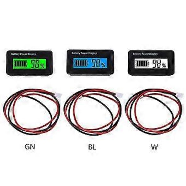 12v 24v 48v Batterikapacitetsmätare Universal LCD Batteri Voltmeter Display