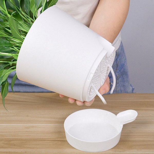 Självbevattnande blomkrukor, självbevattnande krukor med anti-rotröta, ventilerade blomkrukor i plast med djup fatreservoar