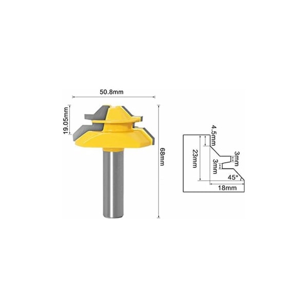 45 graders låsgeringsfräs + tungfräs + spårfräs, träbearbetningsfräs för snickeriverktyg (1/2'' (12,7 mm))