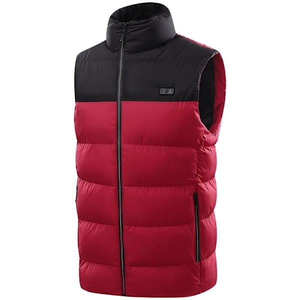 15 Zone Heated Vest, Dual Control Winter Heated Vest, USB Electric Heated Jacket, Power Bank Not Included, Black and Red S