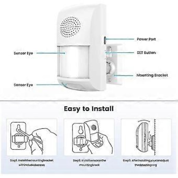 Uppgraderad Smart Wifi Rörelsesensor Detektor Alarm Inomhus Med Siren, Telefonapp, USB-ström, Varningsinspelning, Schemalagda Arbetstider - Infraröd Rörelse S