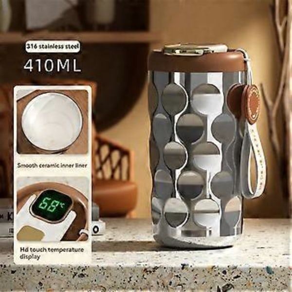 410ML Dobbeltvægget Isolerede Kaffekop i Rustfrit Stål, Indvendig Termokop, Termokop til Varme Drikke, Ideel Gave. B