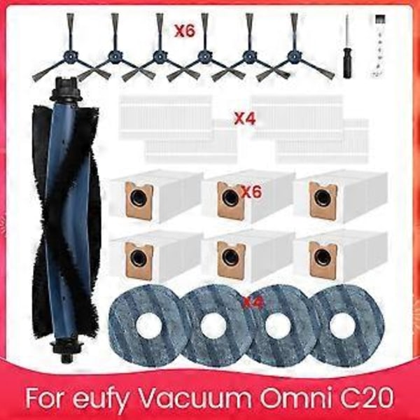 För Vacuum Omni C20, Ersättningsdelar Huvudborste Sidoborste Dammpåsar Moppdynor Hepa-filter Tillbehörssats