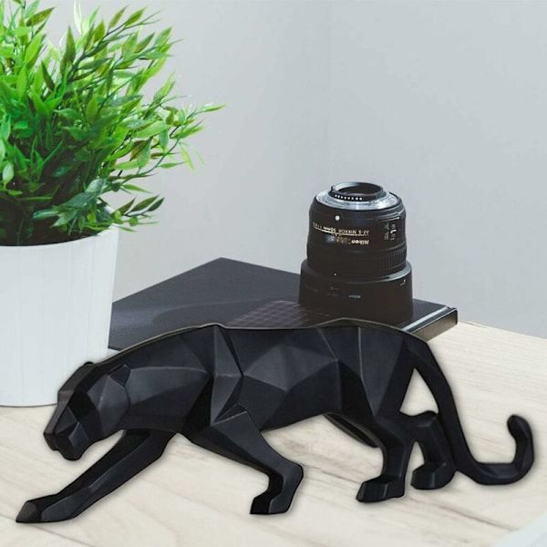 Panter Skulptur Prydnader, Panter Skulptur/Staty Modern Geometrisk Harts Leoparden Prydnader/Konst Hantverk Dekor för Hem Bibliotek Fönster Butik