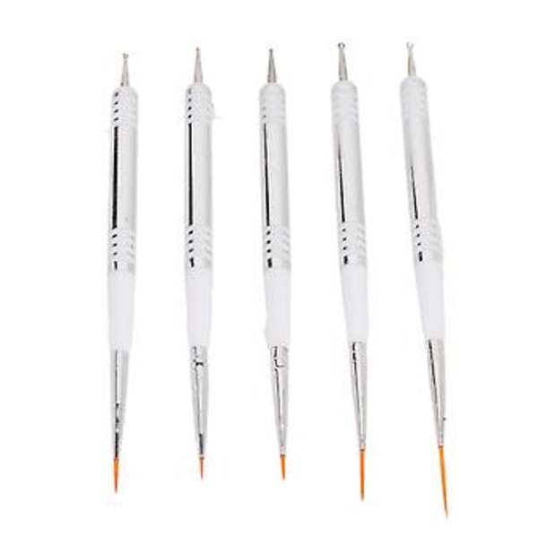 5 stk. Neglekunstbørster Dobbeltsidet Detaljetegning Fine Tip Negle Dotting Penne til Hjemme DIY Salon Manicure