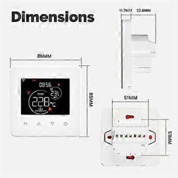 Tuya WiFi Termostat Rumtemperaturregulator Vand/Elektrisk Gulvvarme Gaskedel App-styring til Alexa C