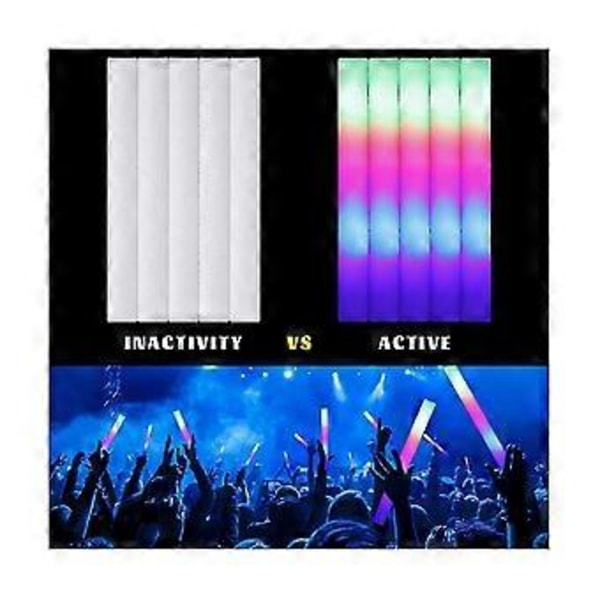 30 Pakke LED Glow Sticks Bulk Fargerike Glow Foam Sticks for Jul Bursdag Bryllup Festutstyr