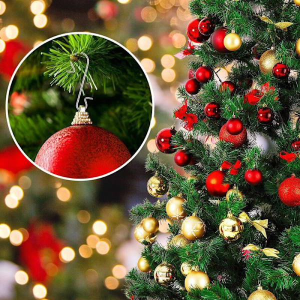 Julekrog - 50 stk. julepynt kroge S-form ophæng til juletræspynt sølv
