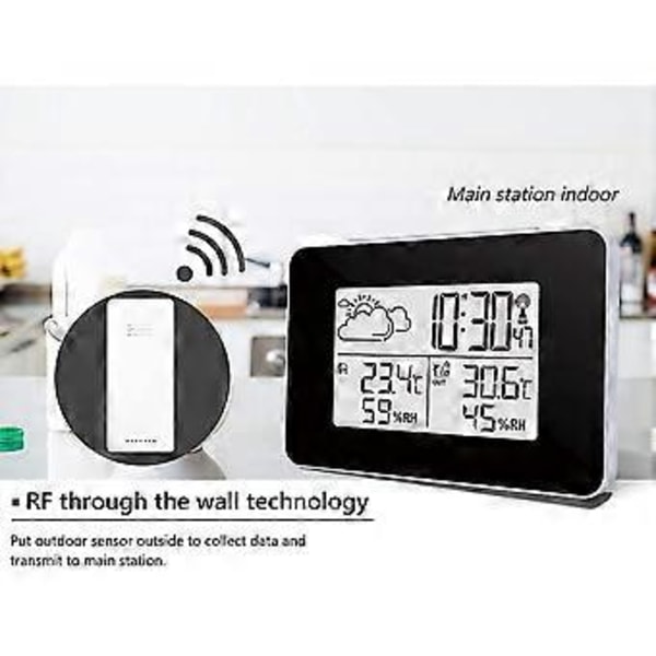 Trådlös Väderstation Digital Väderstation Inomhus Och Utomhus Väderstation Prognos Termometer Sensor Klocka Hem Hygrometer
