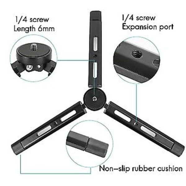 Mini Tr Stativ i Aluminiumlegering D Tr Med 1/4 Tums Skruv För Zhiyum Ronin S Kamera Camco