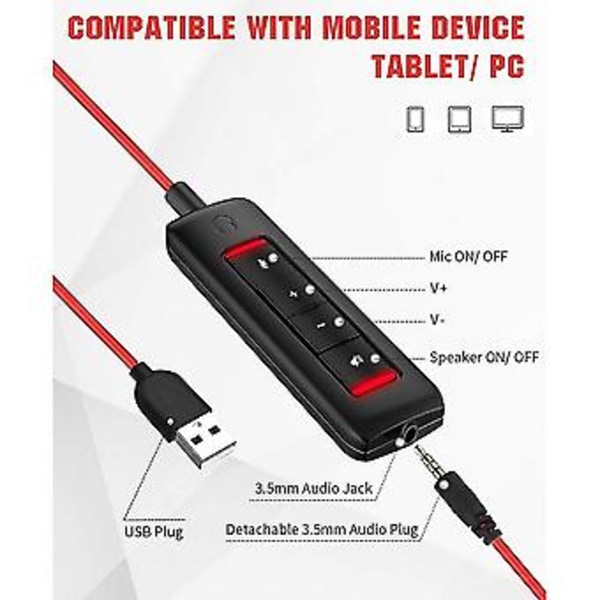 Usb Et -kuulokkeet melua vaimentavalla mikrofonilla PS5-läppätietokoneelle, korvan päälle tulevat langalliset puhelukeskuskuulokkeet
