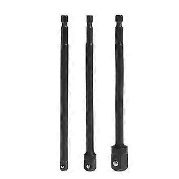 3 stk. adaptersett for pipe, sekskantfeste til 1/4 3/8 1/2 tomme, slagtrekkerbor