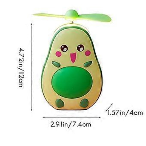 Mini LED Makeup Spejl og Ventilator 2 i 1 Integreret Sød Avocado Formet Praktisk Bærbar USB Opladning Håndholdt Ventilator, Brun