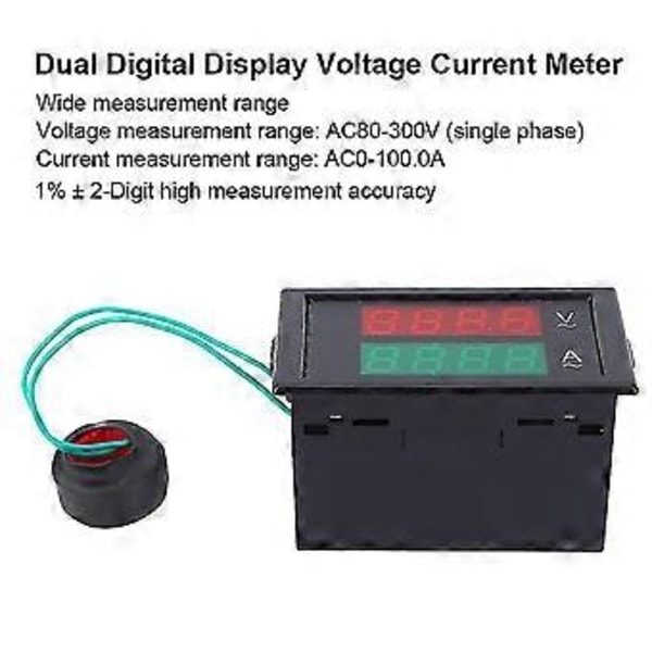 Dl69-2042 Dubbel Digital Display Spännings- och Strömmätare Volt Amp Mätare Ac80-300v Ac0-100.0a
