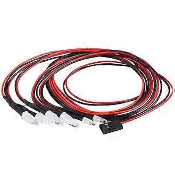 6 LED RC Lyssett for 1/10 RC Bil Lastebil Crawler RC Modell Drift Bil Frontlykt Baklykt, 5mm & 3mm, Hvit Rød Blå