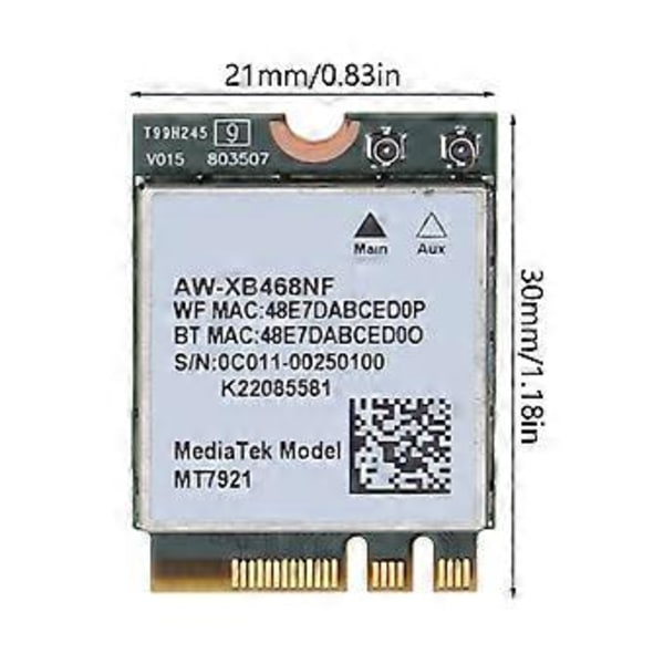 Begagnat Wi-Fi MT7921k MT7921 1200M Bluetooth-kompatibel5.2 Stationär Dator Notebook Trådlöst Wifi Nätverkskort
