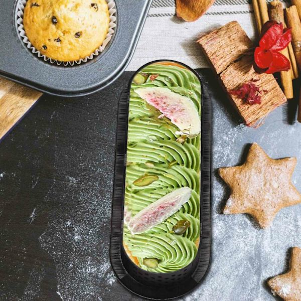 6 stk. serie ovale ringe varmebestandige perforerede kagemousse ring non-stick bagering mini kageform kageringe