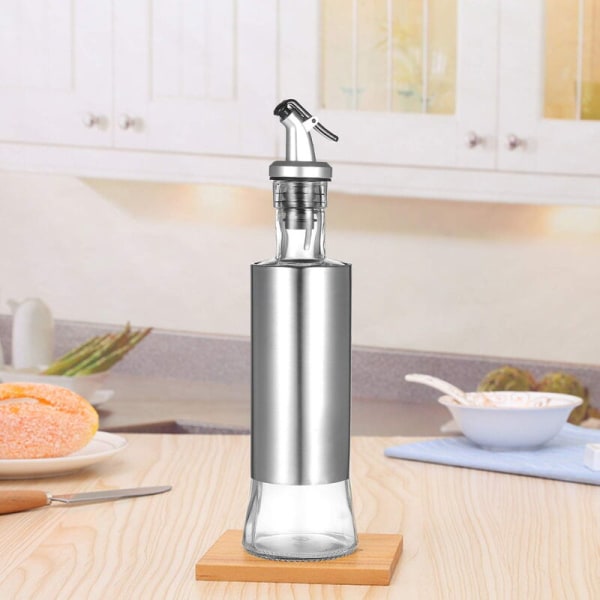 Olive Dispenser Glass Bottle and Vinegar Dispenser with Anti-Drip Spout Pourer