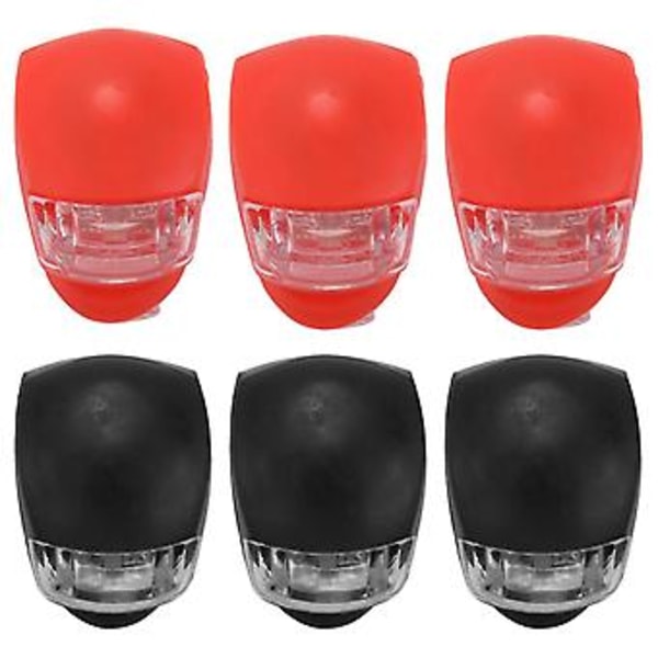 Silikoni Pyöränvalo, 6 kpl Led Pyöräsetti (3x Led 3x Led Punainen) Vilkkuva