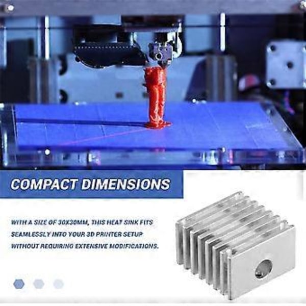 För V6 Enkel Hot End Radiator DIY Kylfläns Helt Metall Kylfläns 3D-skrivartillbehör 30x30mm