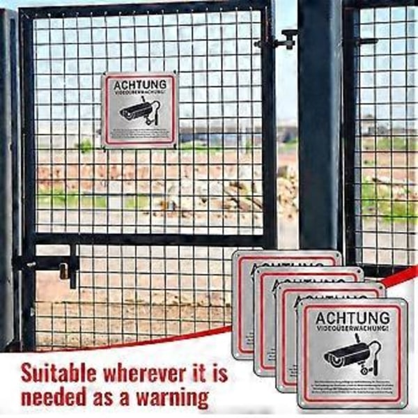 Videoövervakningsskylt, Videoövervakning Privat Egendom, 15 X 15 cm Metall Varningsskylt Videoövervakning 4-pack