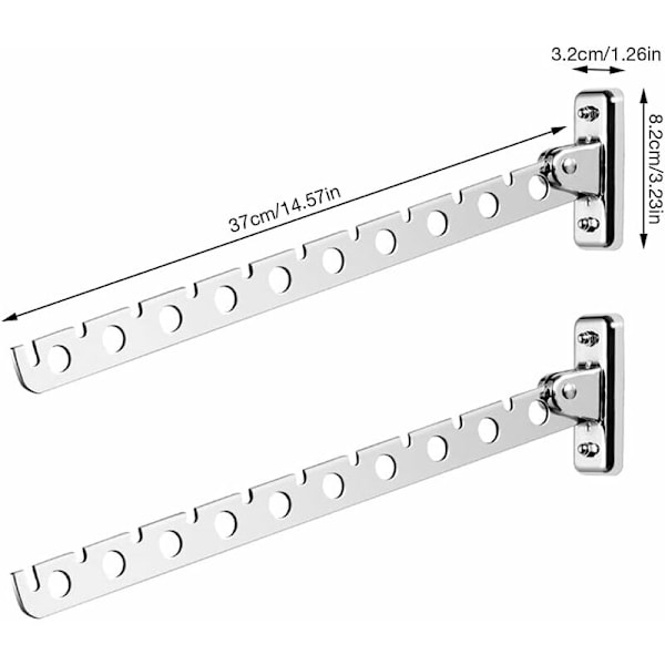 Veggmontert tørkestativ, sett med 2 rustfritt stål sammenleggbart veggmontert tørkestativ sammenleggbart veggmontert klesstativ sammenleggbart veggmontert tørkestativ