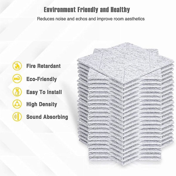 12 Pakke Akustiske Paneler, Lydtette Polstring, Lydabsorberende Paneler, for Veggdekor, Lydisolering