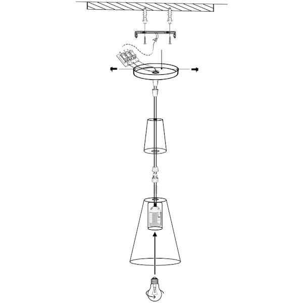 Moderne enkel loftslampe i metal og træ - Justerbar DIY-pendellampe i grå - 2 stk.