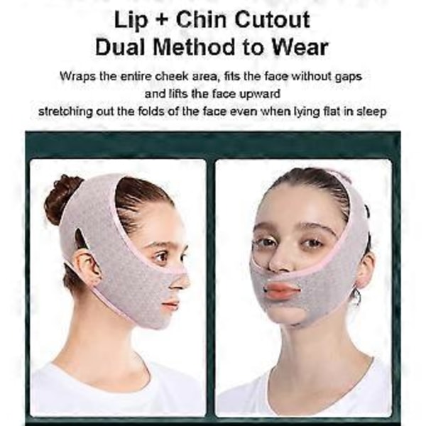 2-pack Skulpterande Sömnmask för Ansiktet, V-linje Ansiktsbantningsmask, Hakrem, Ansiktslyftbälte, Hudåtstramande Ansiktsmask