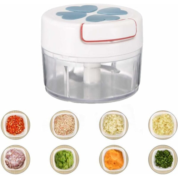 Mini manuell grønnsakshakker løk 170 ML med 2 buede rustfrie stålblad, kjøttkvern/blender/løk/salat/ingefær/frukt/urt/hvitløk C