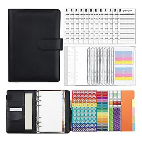 A6 Budget Binder med lynlåskuverter, kontantkuverter til budgettering, My Izer Plr For