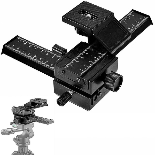4-veis makrofokuseringsskinne 3d-justering Slide Makro-glidebryter for nærbildefotografering Digitalkameraer med 1/4 tommers skruehull