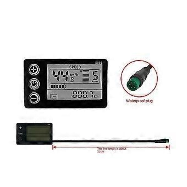 LCD-S866 Elektrisk Cykel LCD Display Meter 24V 36V 48V E-cykel Kontrolpanel Med Vandtæt Stik Ebik