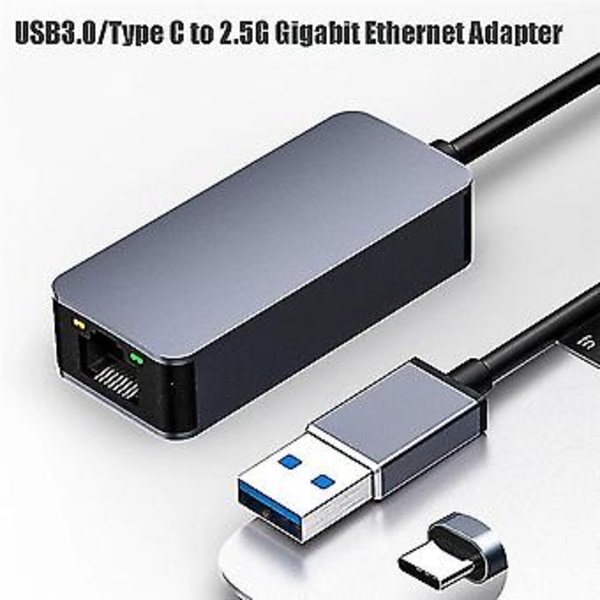Ethernet Adapter USB 3.0 til 2.5G Nettverk RJ45 Ekstern Nettverkskabel