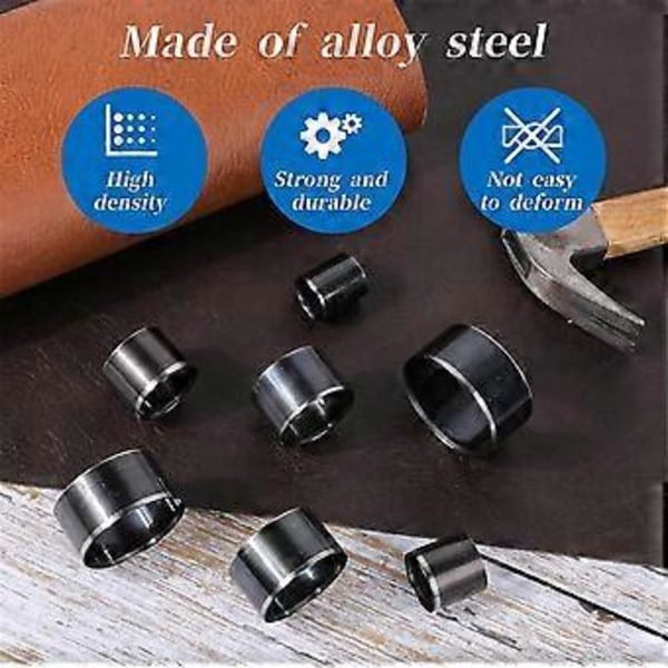 7 Størrelser Hullpunch Sett Lær Sirkelkutter Verktøysett Rund Hullpunch 20mm - 50mm Hul Punch Kutter Verktøysett